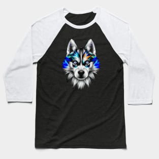 Cute Alaskan Husky Colorful Design Baseball T-Shirt